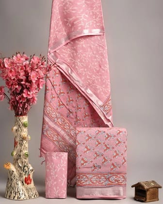 Linen Cotton Suits  Bagru Hand Block Printed Linen Suits With Zari BorderSize:-Top & Dupatta:- Linen Cotton  (2.50+2.50) mtrsBottom :-Cotton 2.50 mtrs