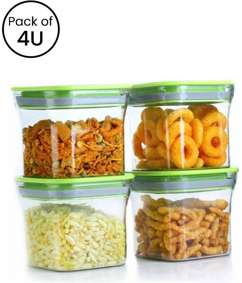 iview kitchenware Multipurpose PET Container 550ml each,Green Lid (4U)