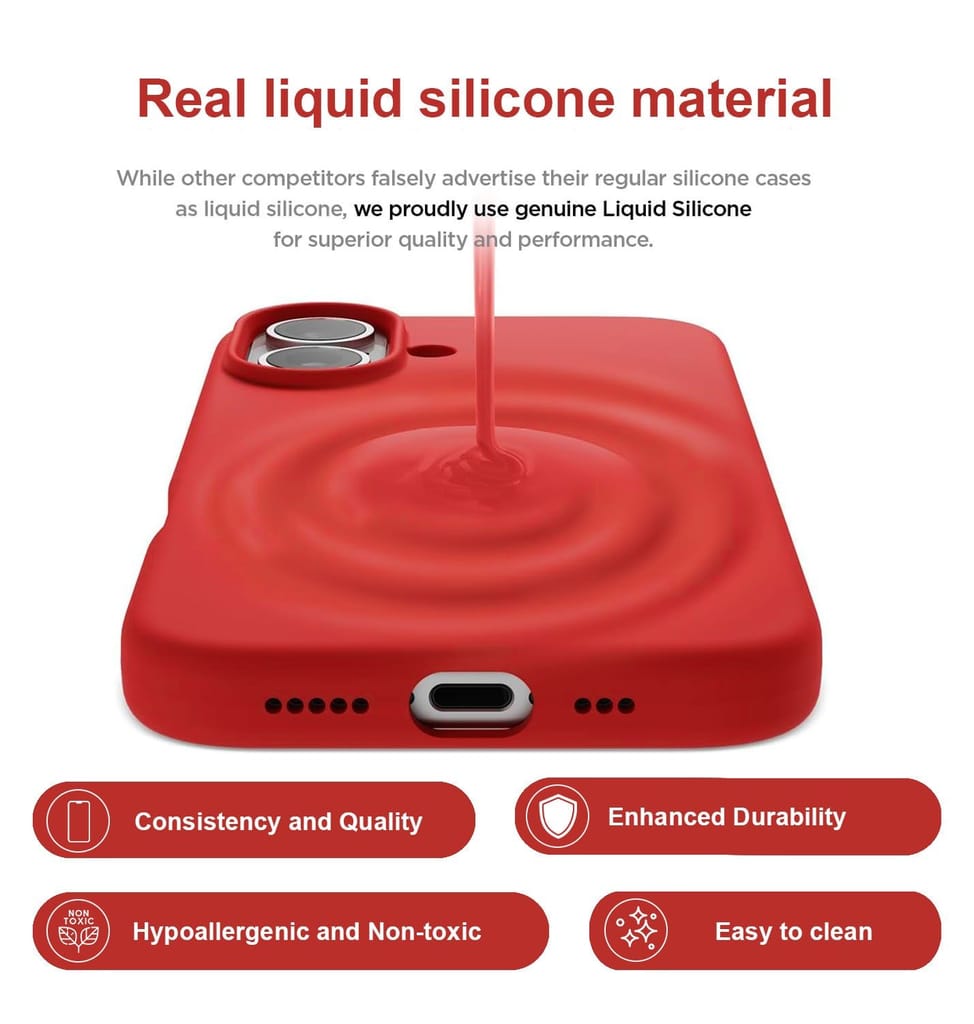 LIRAMARK Liquid Silicone Soft Back Cover Case for Apple iPhone 16 Plus