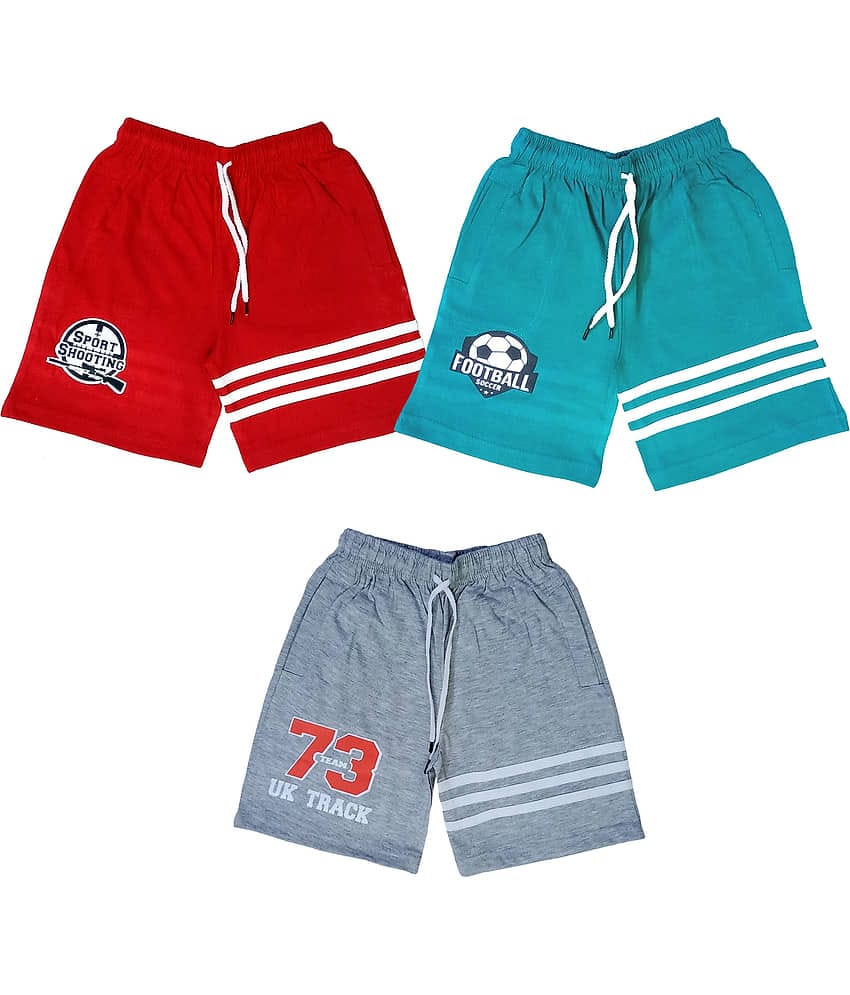 atlans Pack of 3 Cotton Blend Shorts For Boys ( Red )