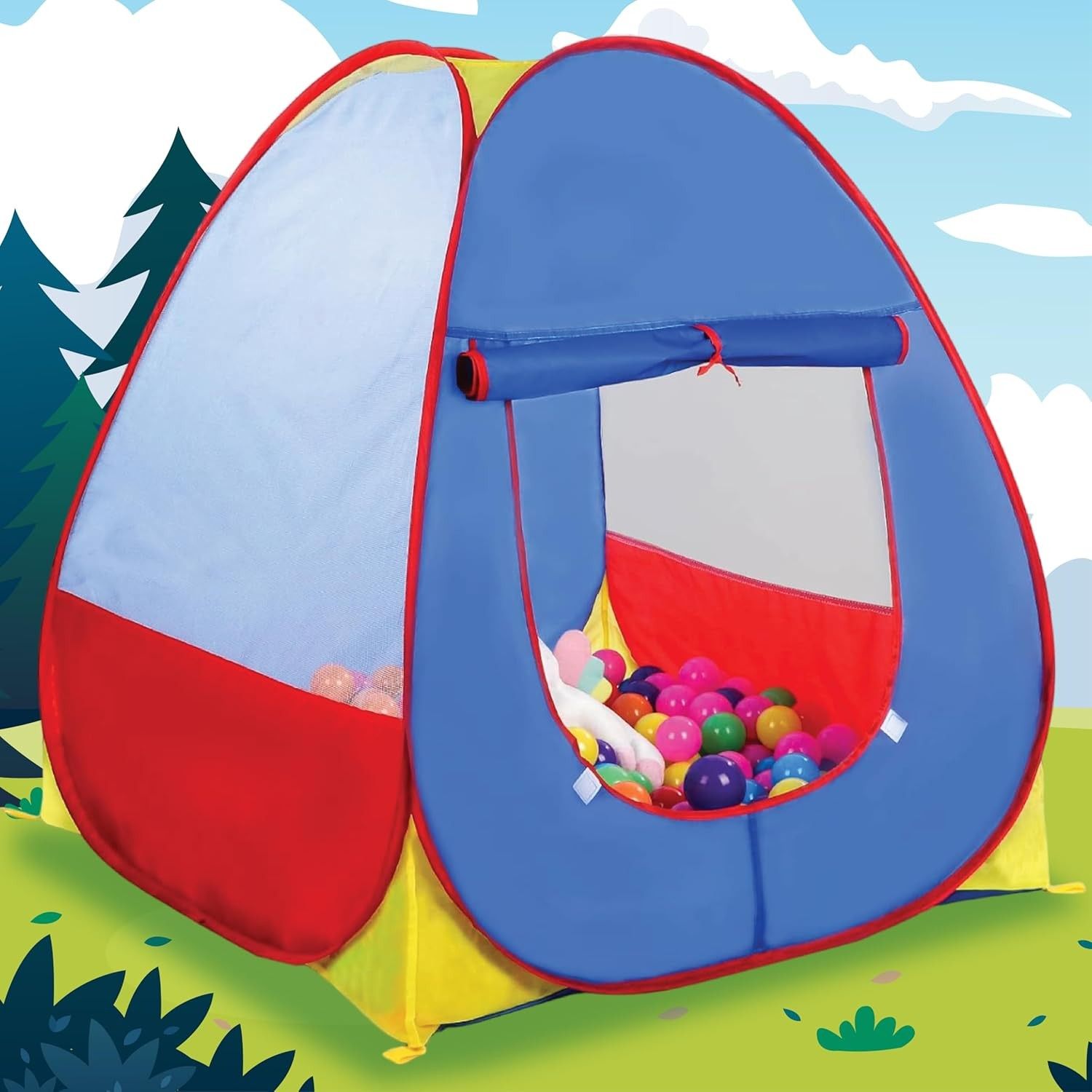 PlayMagic Triangle Shape Foldable Pop Up Play Tent with 20 Balls