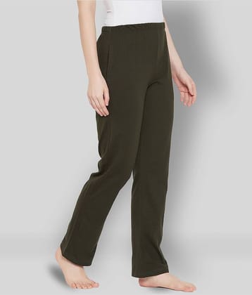 Clovia - Olive Cotton Women's Nightwear Pyjama ( Pack of 1 )
