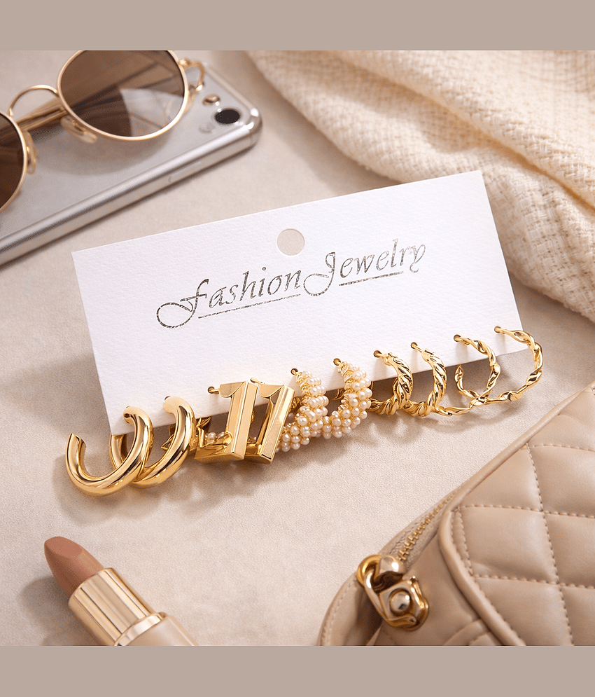 Rhosyn Gold Hoops Earrings ( Pack of 1 )