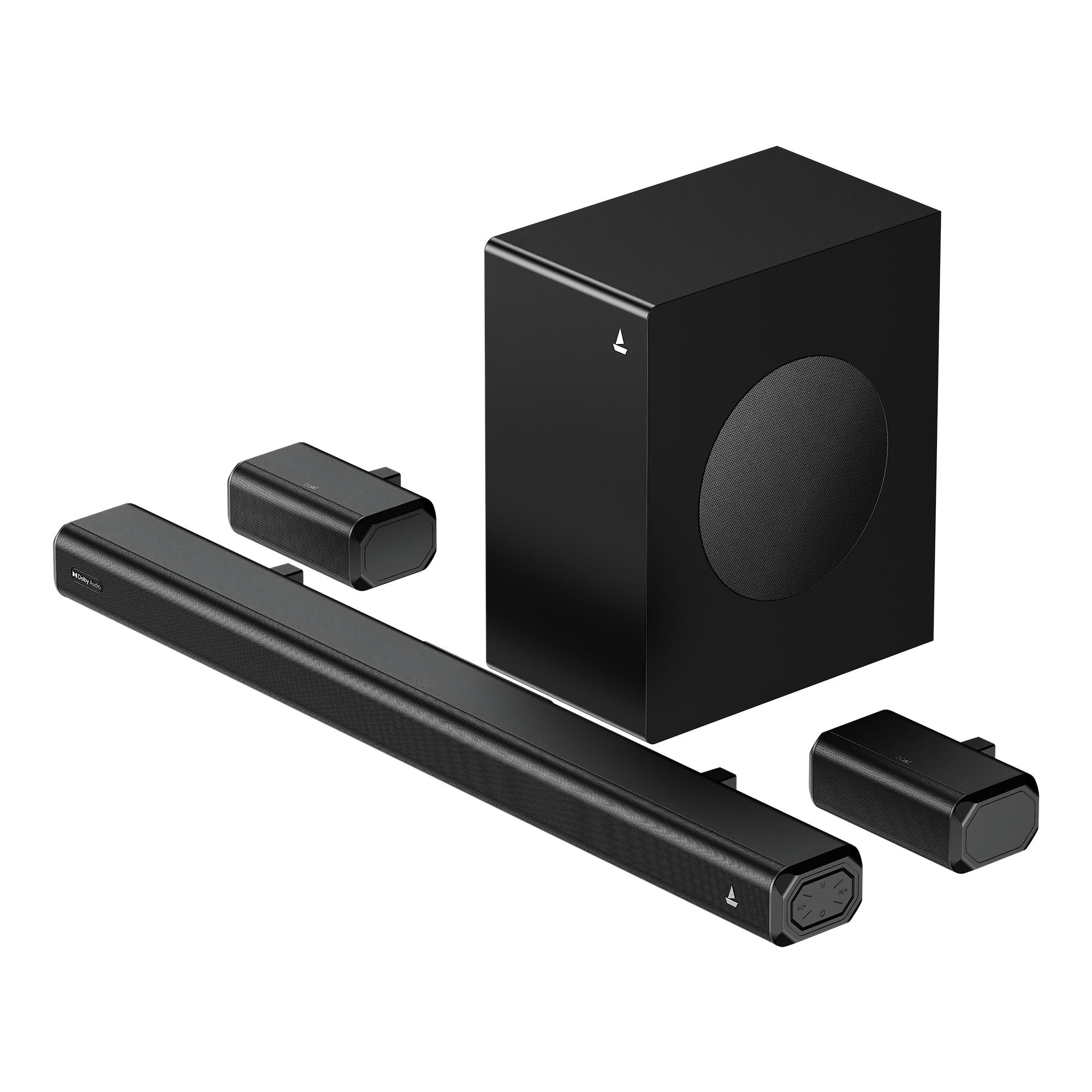 boAt Aavante Prime 5.1 5000D, Cinematic Dolby Audio, 500W Signature Sound, 5.1-CH, Multiple Ports, EQ Modes & Remote, Bluetooth Sound bar, Home Theatre Soundbar Speaker (Premium Black) boAt Aavante Prime 5.1 5000D, Cinematic Dolby Audio, 500W Signature S