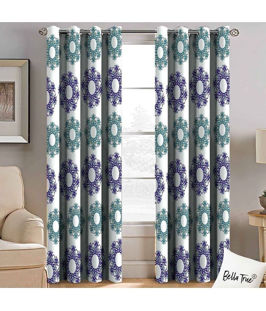 BELLA TRUE  Set of 2 Door SemiTransparent Eyelet Polyester Multi Color Curtains ( 213 x 113 cm )