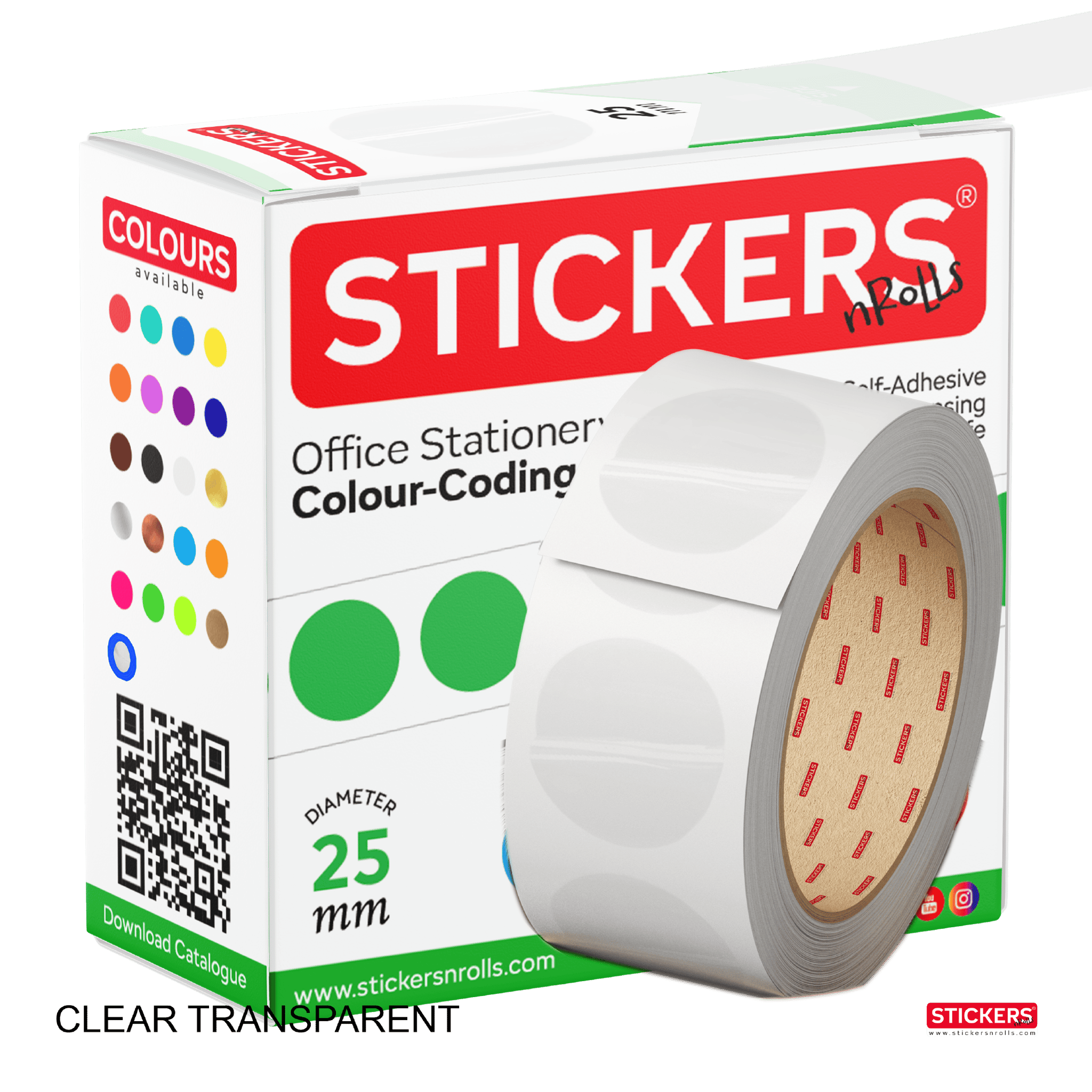 25mm - Round - Clear Transparent - Multipurpose Stickers - Permanent Adhesive