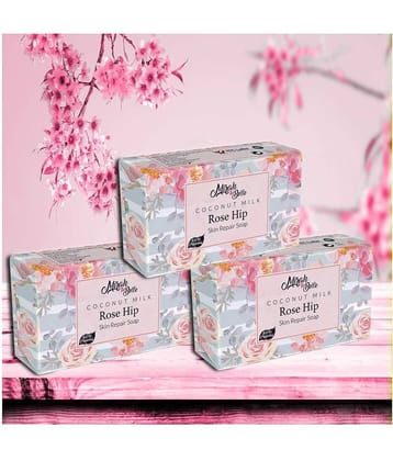Mirah Belle - Organic Coconut Milk, Rosehip Skin Repair Soap 125gm(Pack of 3) -For Anti-Aging & Anti-Acne- Handmade Soap 375gm