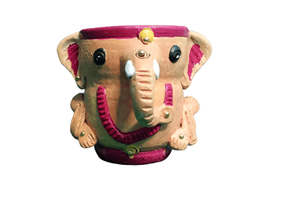 Terracotta Hand Painted Succulent Pot for Home and Office Decor 350 Gms (5 inch)