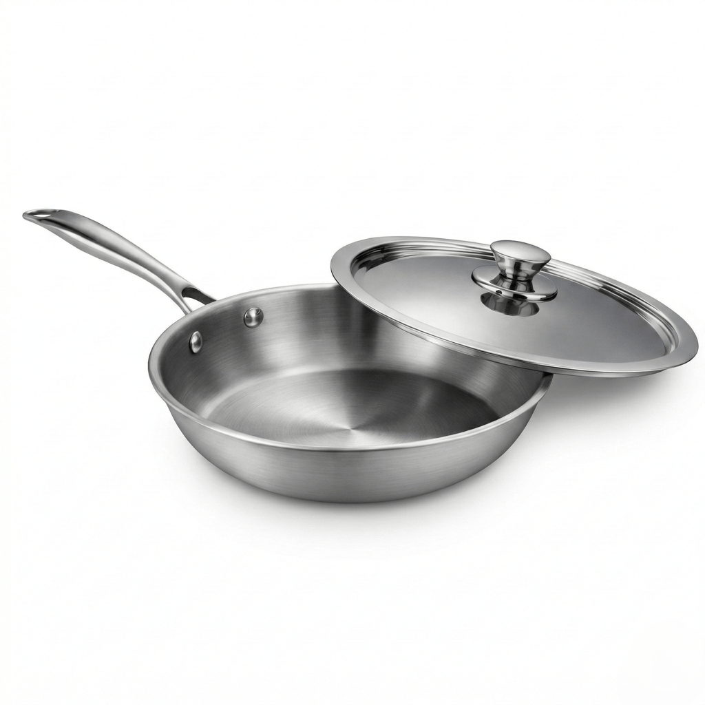 WEKTU  Tri-Ply Frying Pan with SS Lid – Heavy Bottom Professional Cookware. - Cookware | Buy online on ZillyBuy