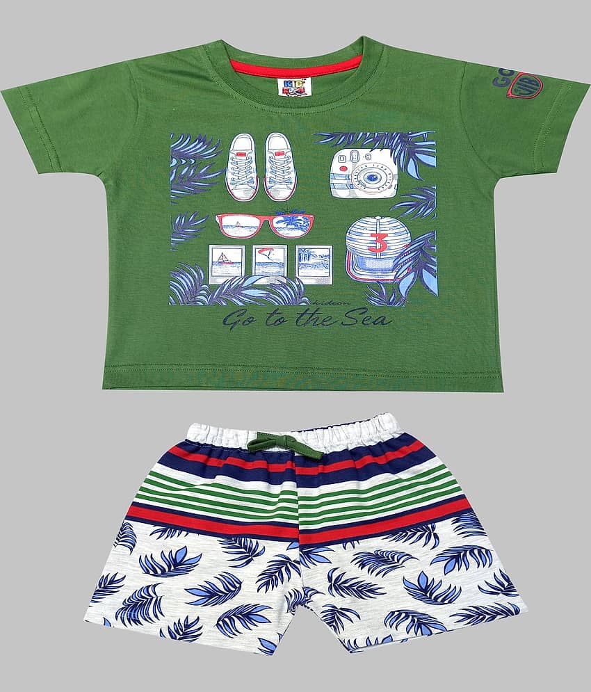 Kideon Pack of 1 Baby Boys 100% Cotton T-Shirt & Shorts ( Red )