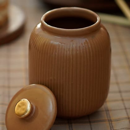 BAARDEZ BISCUIT JAR LARGE-ORANGE / HAND CAST CERAMIC / 1 JAR