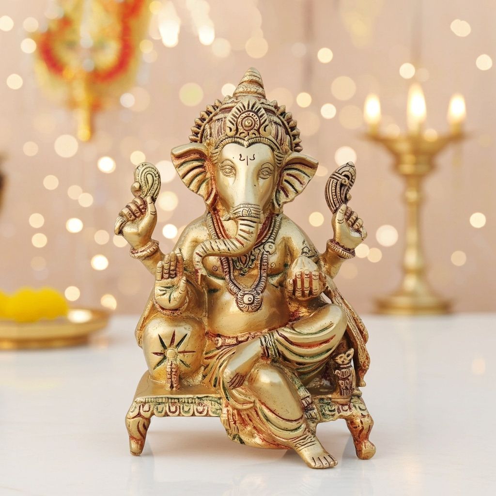 Brass Showpiece Ganesh Ji God Idol Statue (BSMAS1431 C)