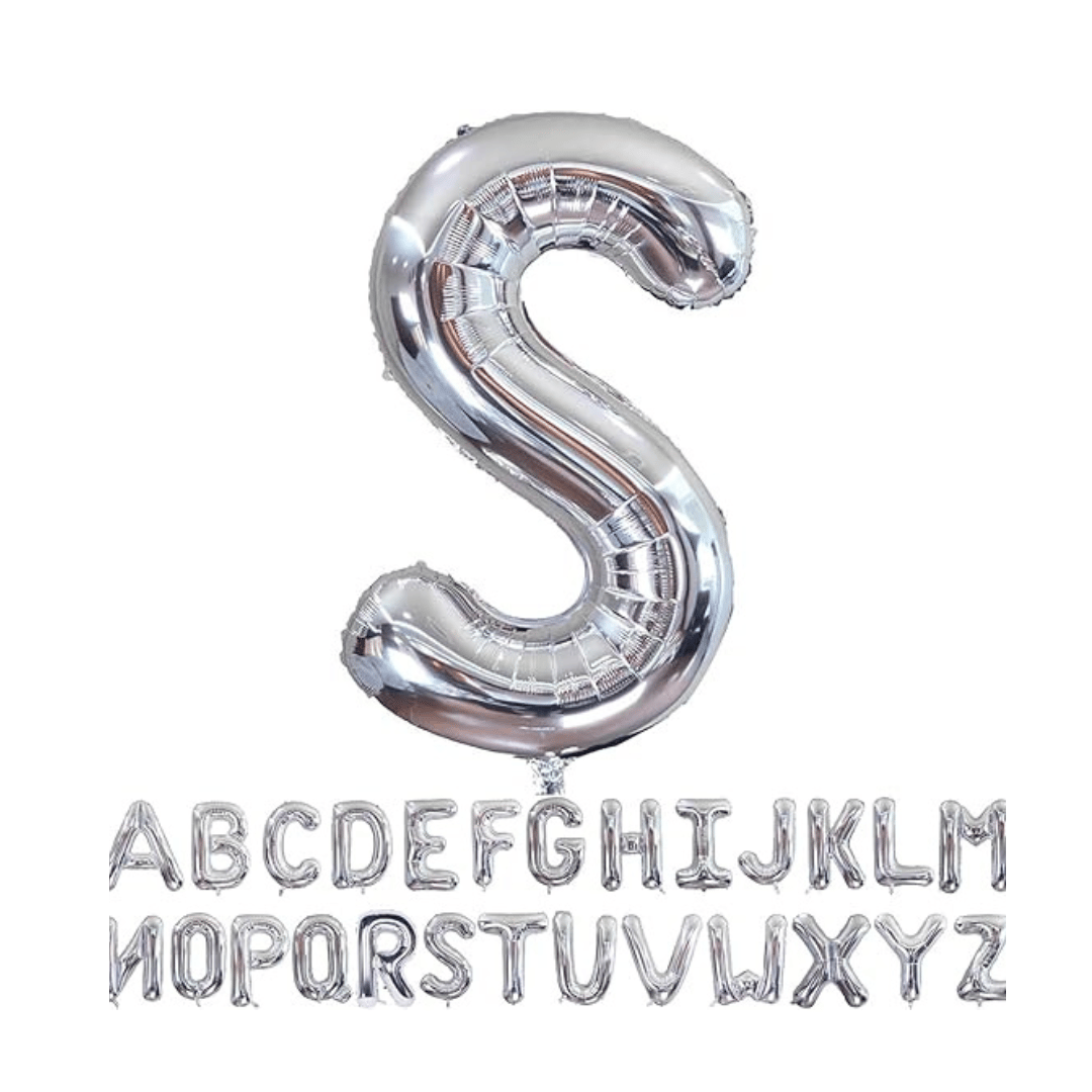 Letter S Silver Foil Balloon - 16 inches - 1PC