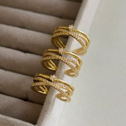 Radiant Criss-Cross Ring-Gold