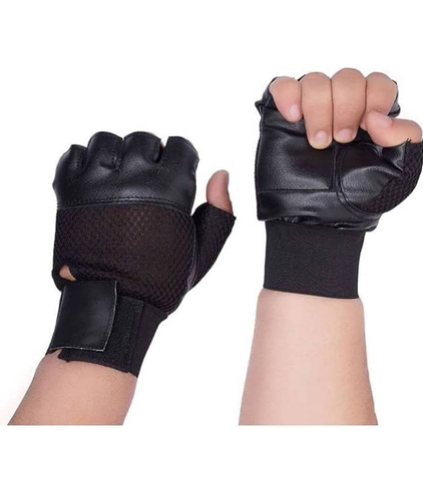 EmmEmm Genuine Unisex Leather Gym Gloves For Advanced Fitness Training and Workout With Half-Finger Length
