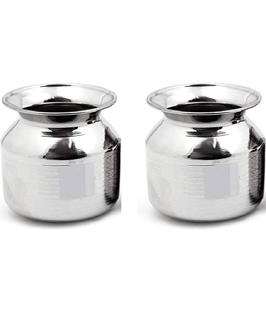 Dynore 1200 ml Lota Steel Silver Water Container ( Set of 2 )