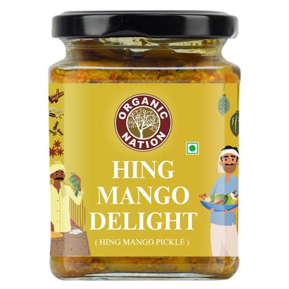 Organic Nation Hing Ka Aam Pickle - Hing Mango Delight | Homestyle Indian Pickle | Authentic Traditional Taste | No Preservatives | 250g