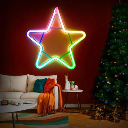 SPARKWORLD RGB Star LED Neon Sign Multicolor, IP65 Waterproof Indoor/Outdoor Wall Decor SPARKWORLD RGB Star LED Neon Sign Multicolor, IP65 Waterproof Indoor/Outdoor Wall Decor