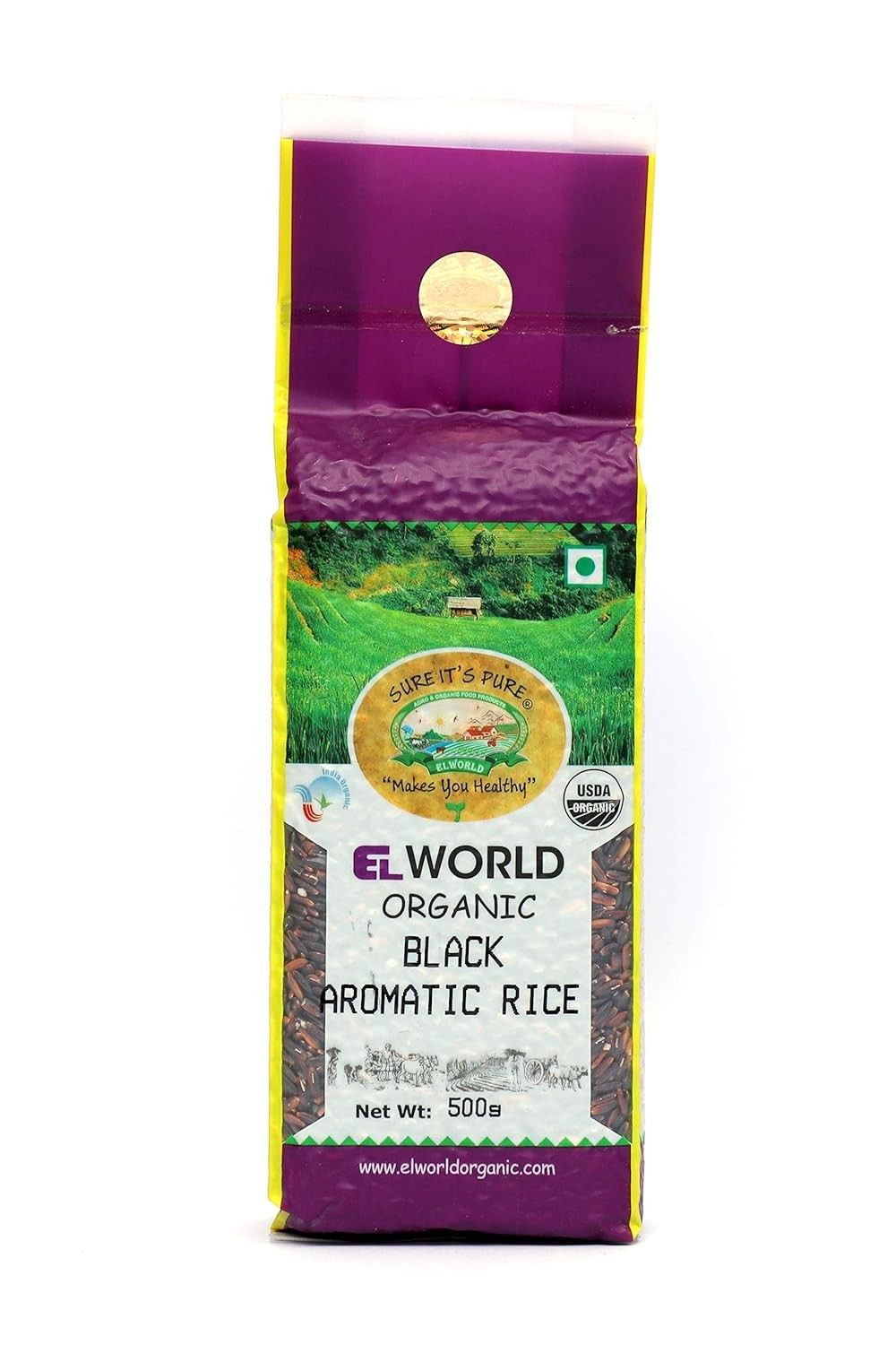 Elworld Agro & Organic Food Products Black Aromatic Rice 500g