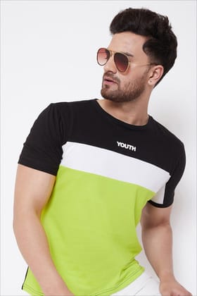 White Printed Men's Half Sleeves Round Neck T-Shirt - M