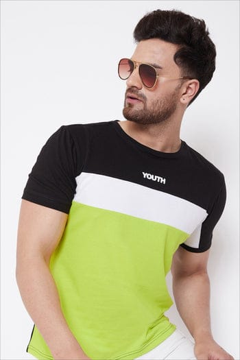 White Printed Men's Half Sleeves Round Neck T-Shirt - M