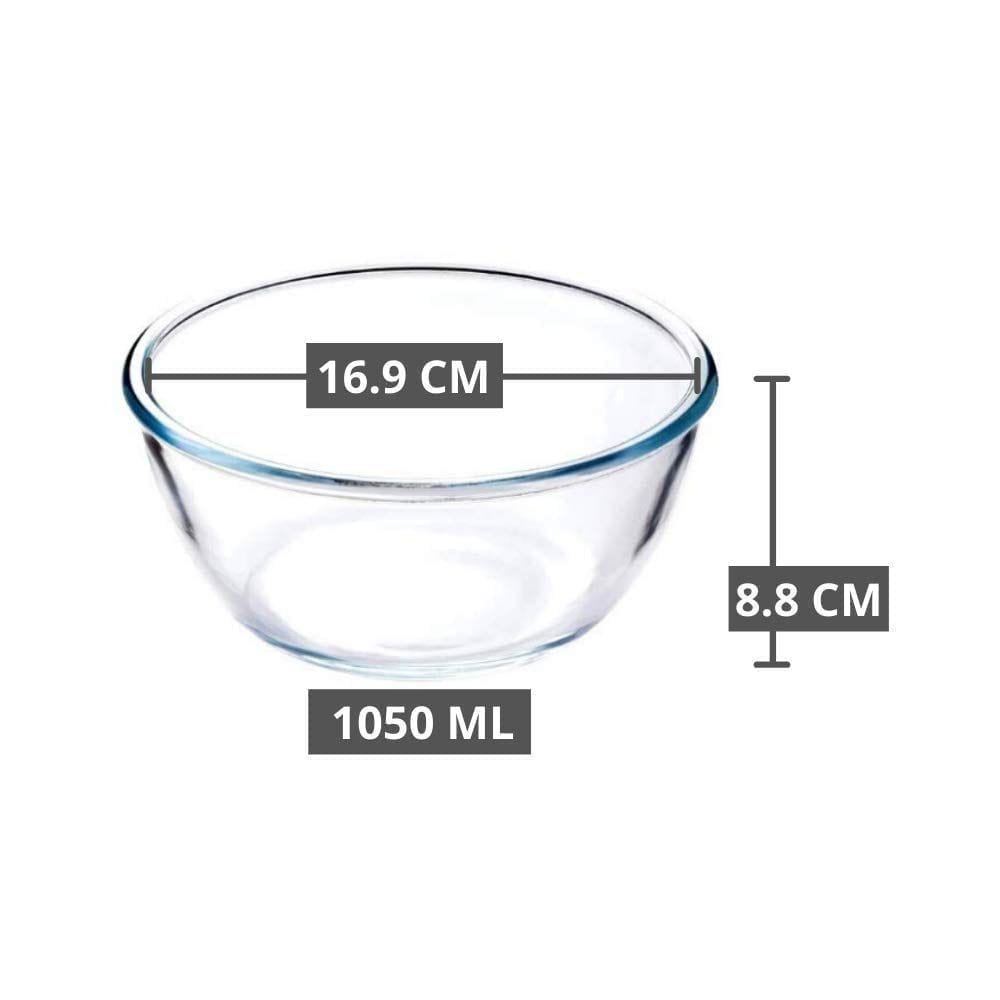 Femora Borosilicate Glass Microwave Safe Mixing Bowl (1050 ML) and Casserole (1000 ML) Serving Set of 4