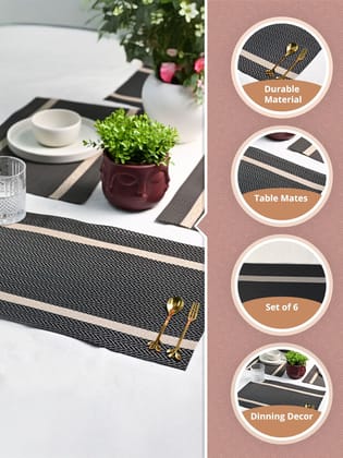 Elegant Dark Grey & Beige Herringbone Textile Placemat