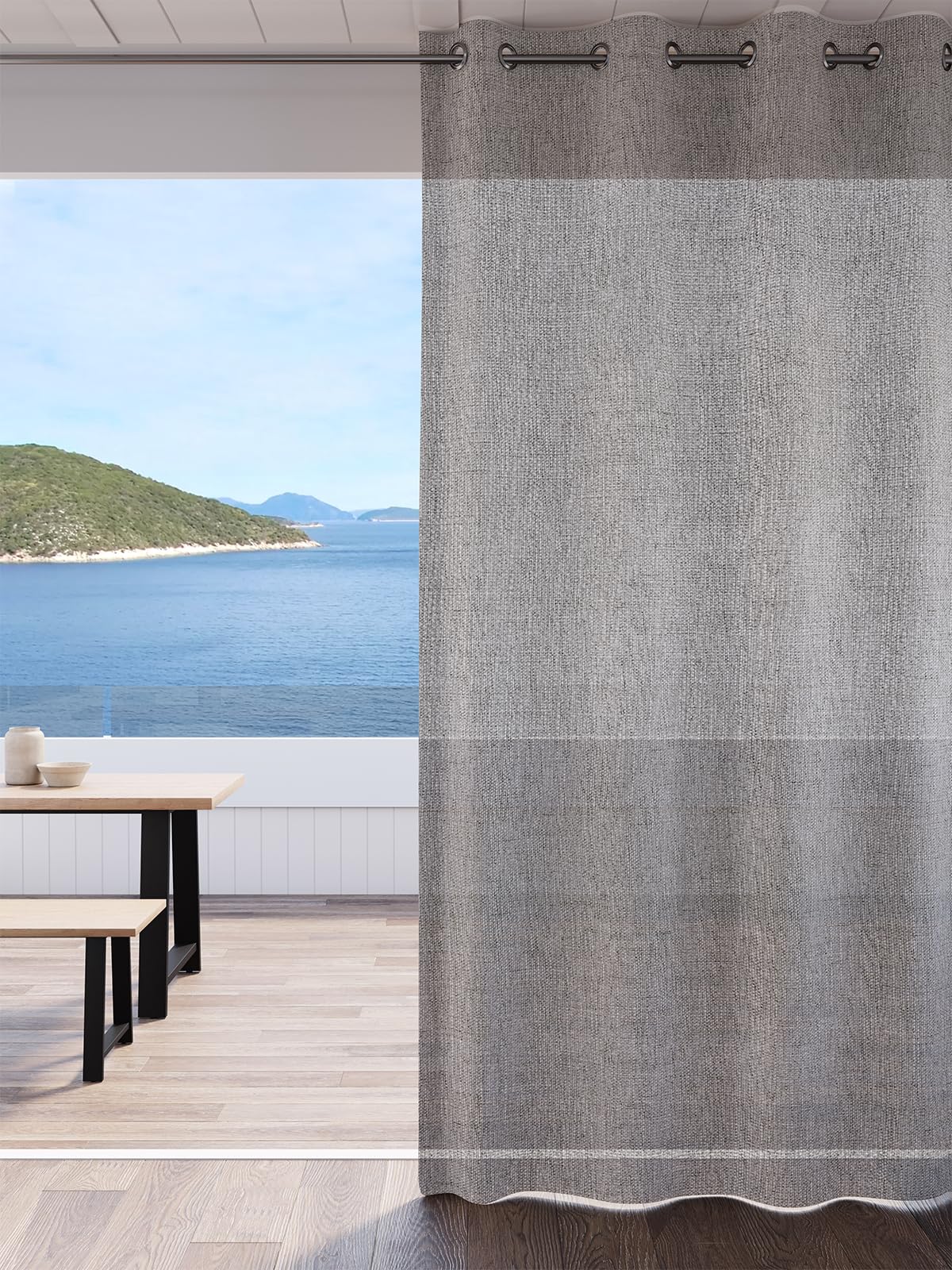 DDECOR - Pack of 1 Piece of 7FT Door Sheer Curtain, Grey