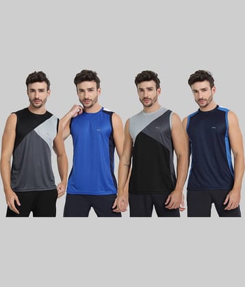 FTX Pack of 4 Polyester Gym Vest For Men ( Navy Blue )