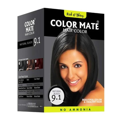 Color Mate Hair Color (150g) | Natural Black | Ammonia-Free Hair Coloring