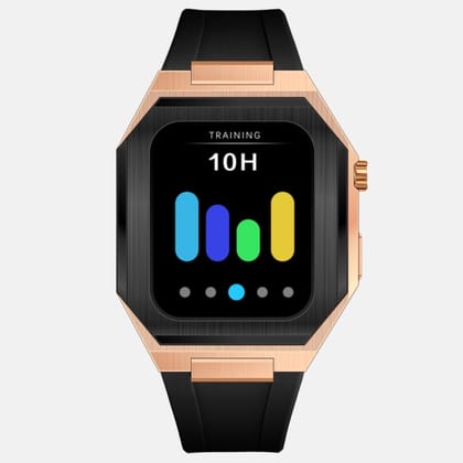 44MM Dual Tone Rose-Gold Luxury Edition iWatch Case: Silicone Strap-Black