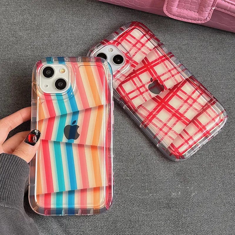 Cute Rainbow Lines iPhone Transparent Case-iPhone 14 Pro Max / Red Lines