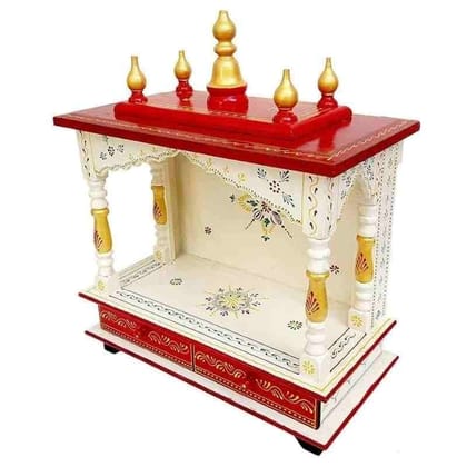 Wooden Indian Temple With Drawers Wall Hanging-Pooja Mandir Decor Decor