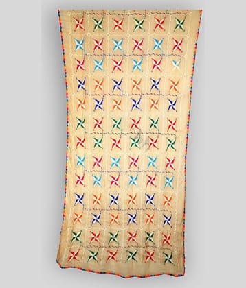 Raj Off White Chiffon Phulkari Dupatta