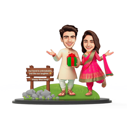Avatar Studio Personalized Gift for Brother, Sister, Friends Character Caricature Photo Frame Unique Design Customized Gift for Bhai Dooj & Rakshabandhan (BRO SIS - 3)