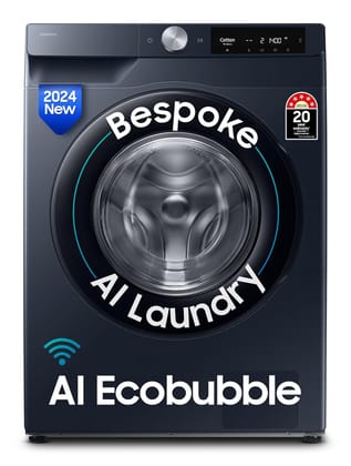 Samsung 12 kg, 5star, AI Ecobubble, Super Speed, Wi-Fi, Hygiene Steam with Inbuilt Heater, Digital Inverter, Fully-Automatic Front Load Washing Machine (WW12DG6B24ASTL, Navy)