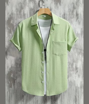 FABRIPPLE Polyester Regular Fit Popcorn Textured Half Sleeves Men's Casual Shirt - Green ( Pack of 1 )