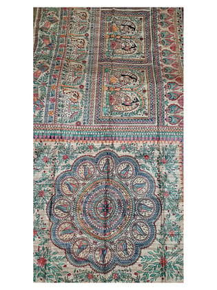 Tussar Kosa Silk Saree with All-Over Mithila Hand Painting
