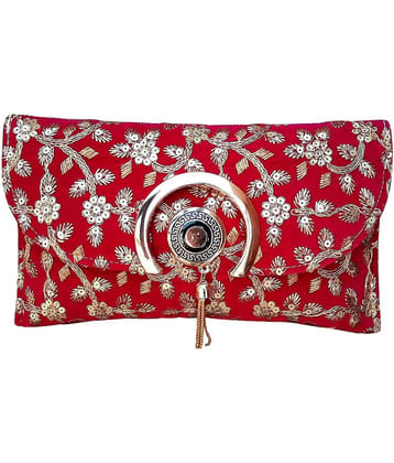 Apratim Red Velvet Box Clutch