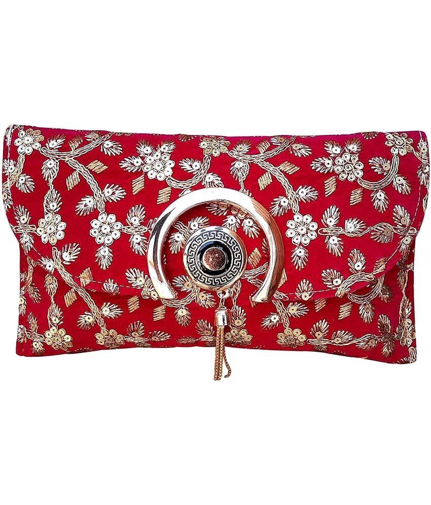 Apratim Red Velvet Box Clutch