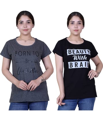 Varenyam Women Cotton Regular Fit Round Neck T-Shirt ( Grey )