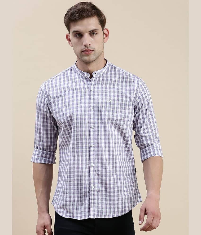Showoff Cotton Blend Regular Fit Checks Full Sleeves Men's Casual Shirt - Lavender ( Pack of 1 )