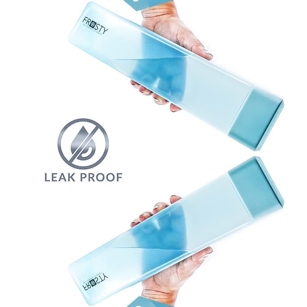 FROSTY 6-Pack 18oz Frosted Square Water Bottles with Leakproof Flip Top Lids - Reusable Tritan Plastic BPA-Free Water Bottle - Great for School, Office, Gym, Travel - Dishwasher Safe