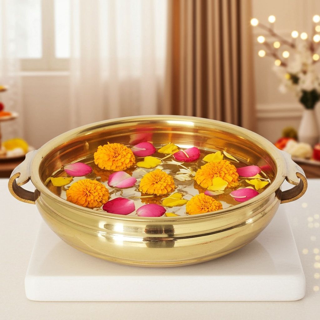 Brass Decorative Urli � Home Decor Accent Bowl, Diameter : 14 Inch (FMAS594 F)