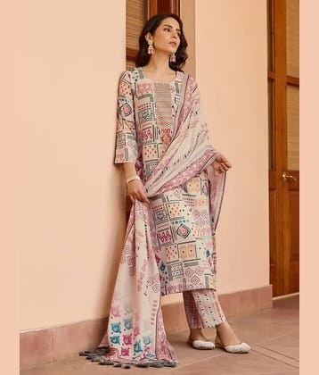 Eeloo Cotton Embroidered Kurti With Pants Women's Stitched Salwar Suit - Multicoloured ( Pack of 1 )