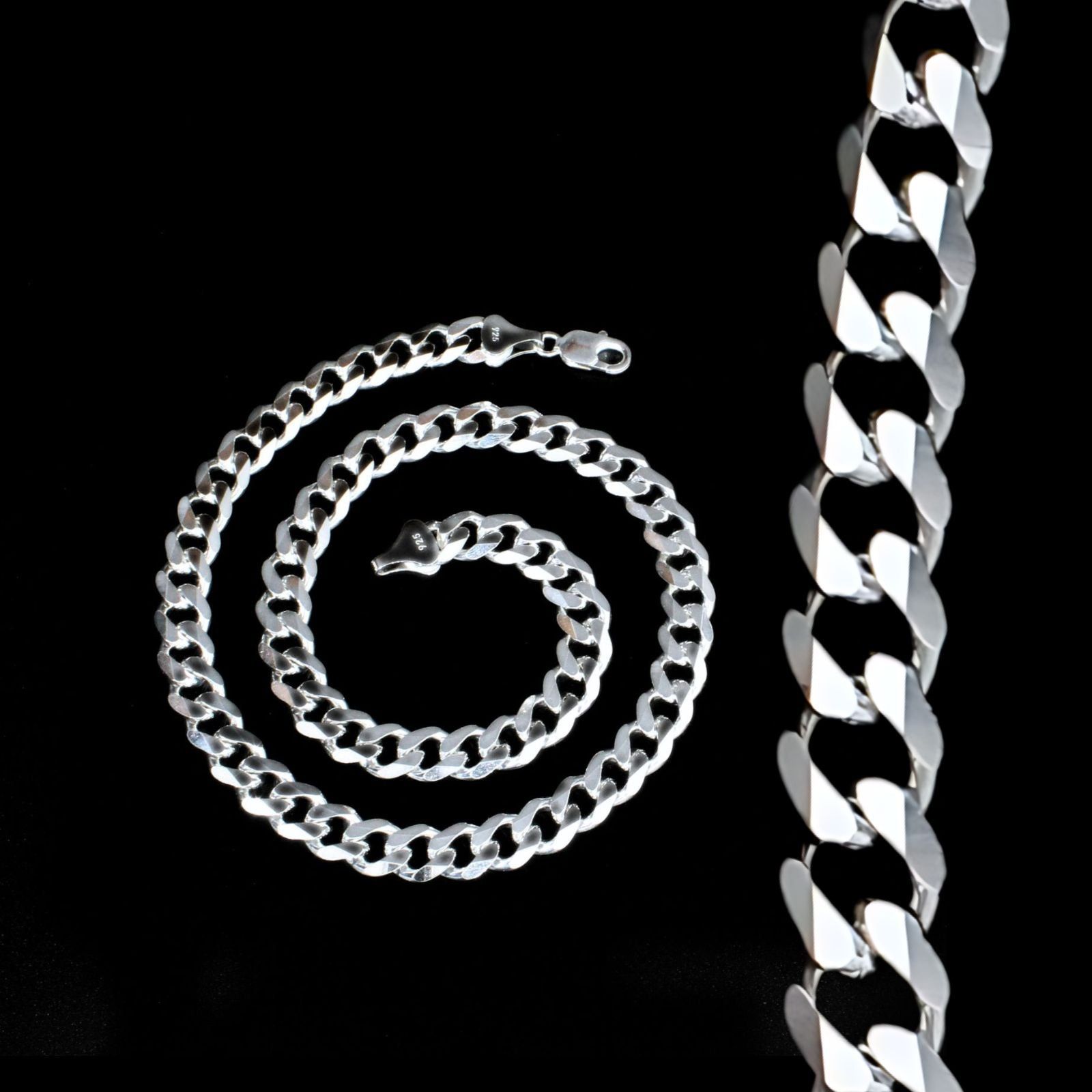Real 925 Silver Stylish Cuban link Men's Neck Chain 24"