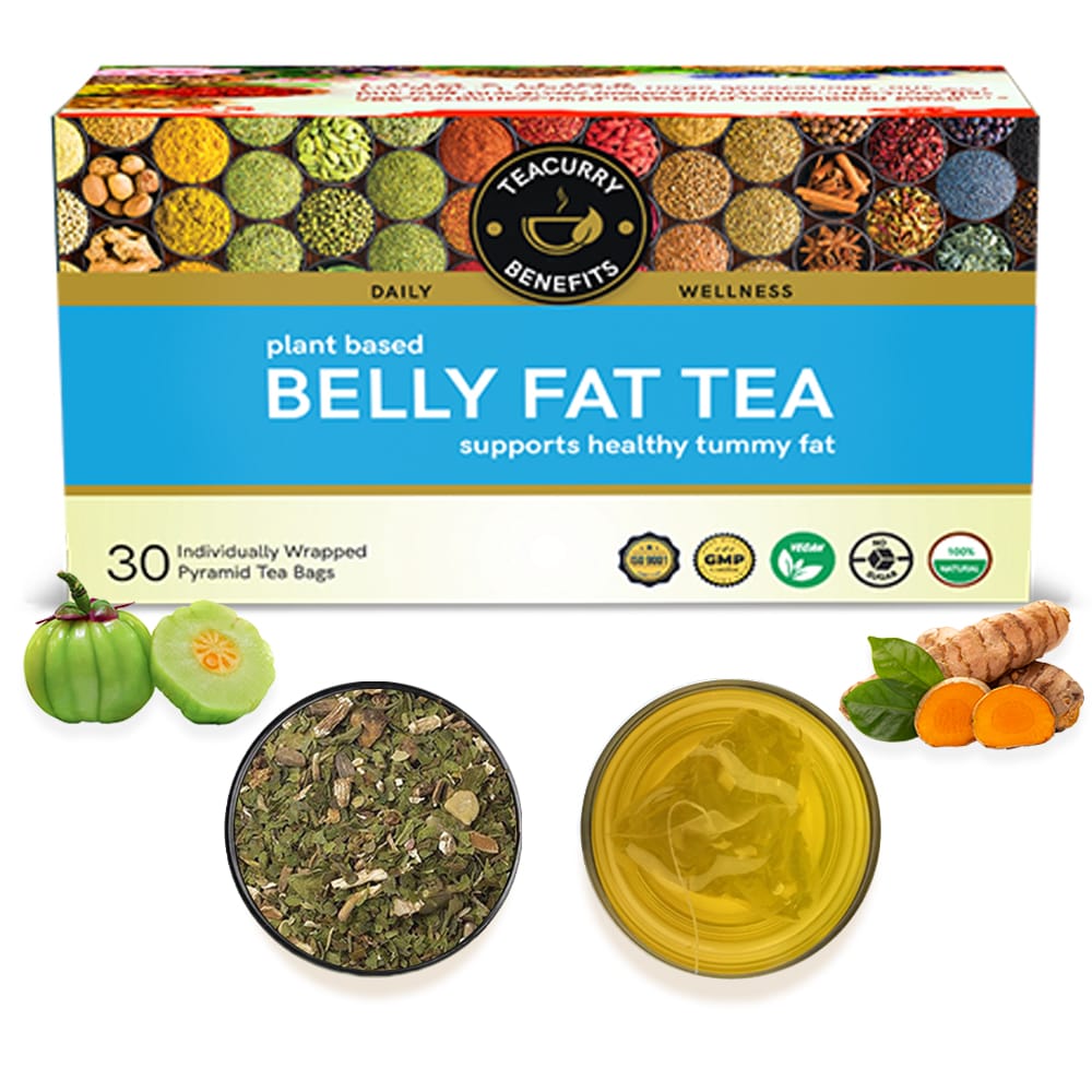 TEACURRY Belly Fat Tea (1 Month Pack | 30 Tea Bags) - Tummy Fat Reducing Tea for Men and Women