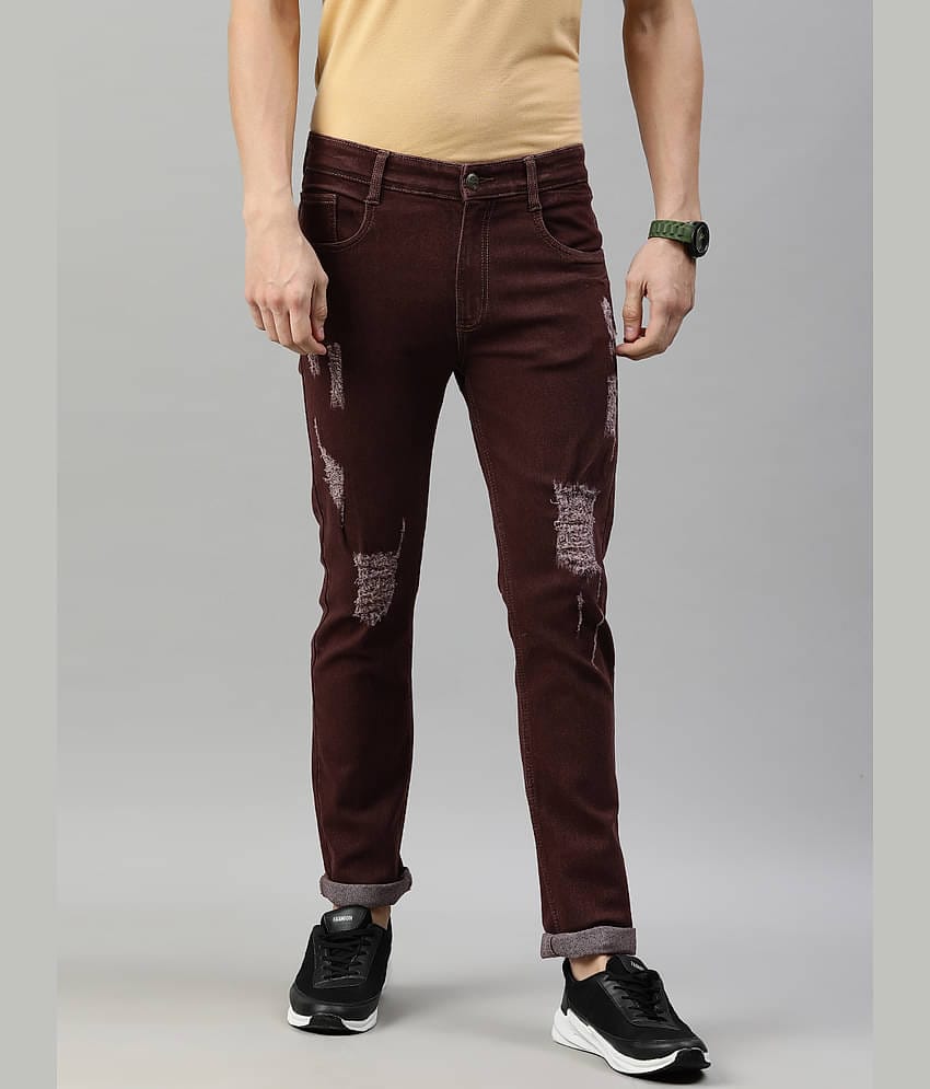Urbano Fashion - Brown Cotton Blend Slim Fit Men's Jeans ( Pack of 1 )