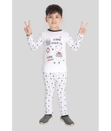 s muktar garments White Cotton Boys T-Shirt & Pants ( Pack of 1 ) - None