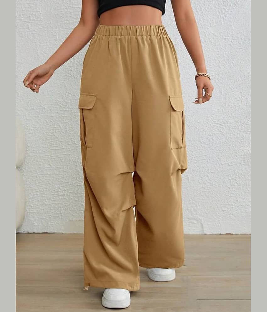 Broadstar Pack of 1 Polyester Baggy Women's Cargo Pants ( Beige )